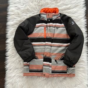 Gusto Boy’s Ski Winter Coat Size 12, Designed in Canada, Orange, Gray, & White